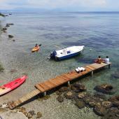 Boards and kayak and boat